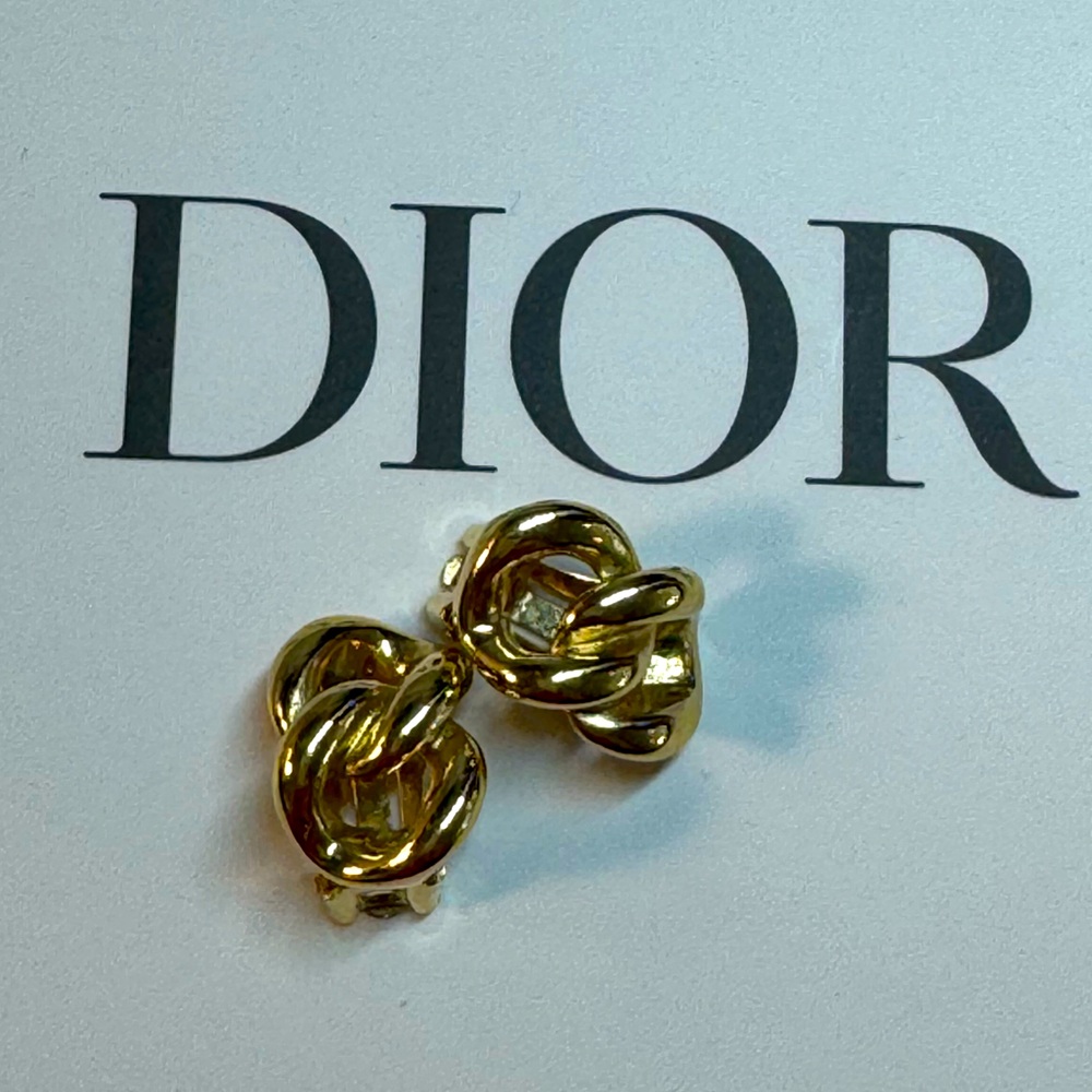 Vintage Authentic Christian Dior Gold Clip-on Earrings